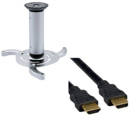 Kabel HDMI v1.4 3m Cablexpert + Uchwyt sufitowy BeamFix 8-17 cm srebrny